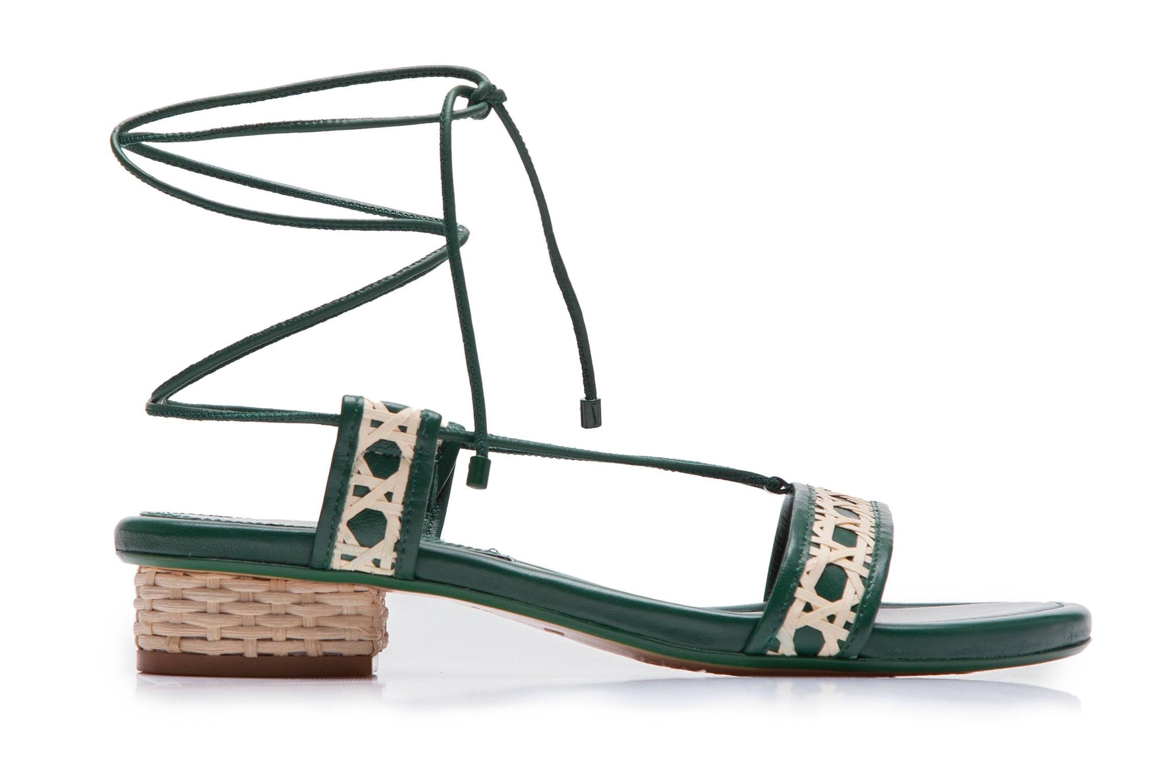 Flat Tiras Palha Verde Folha