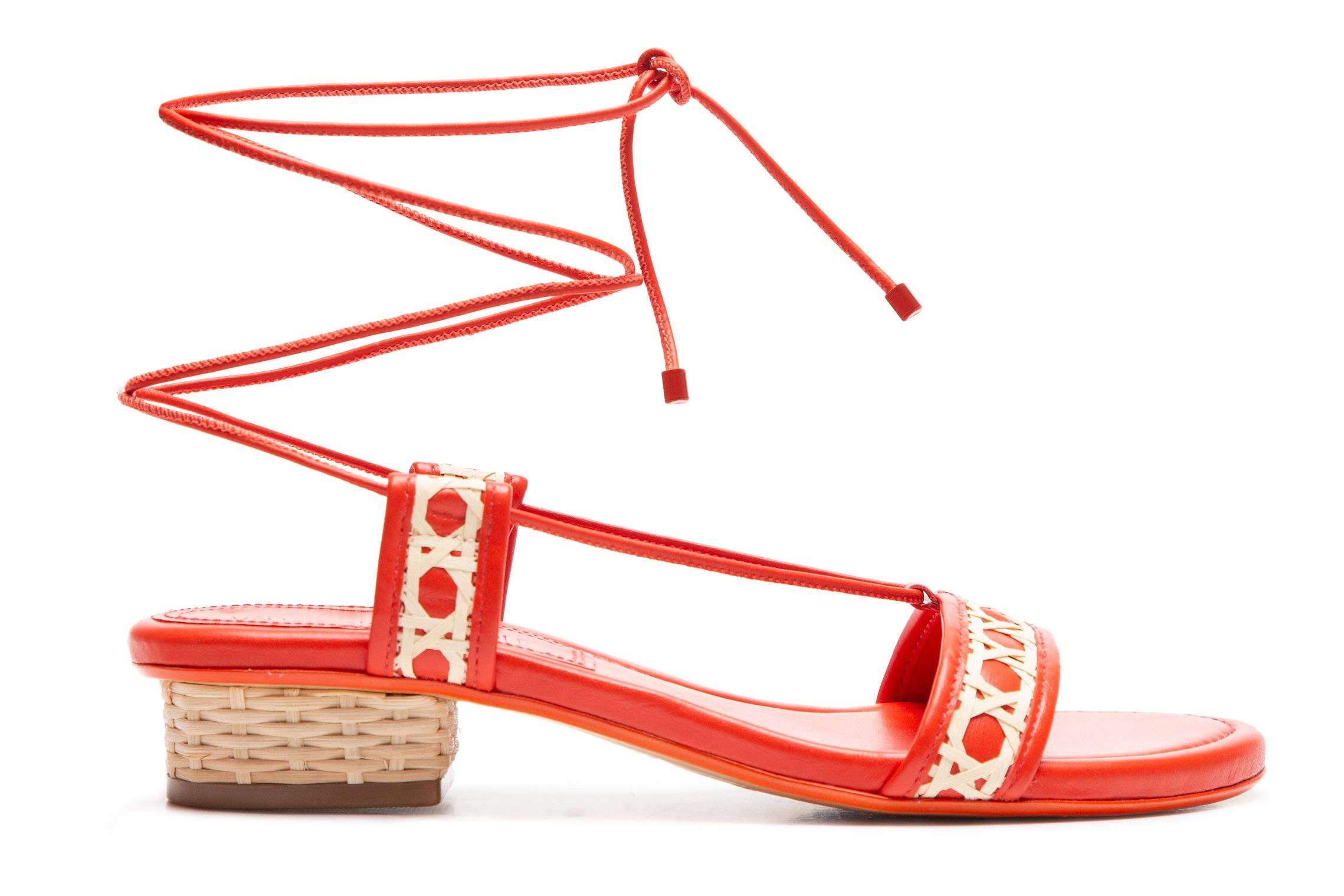 Flat Tiras Palha Vermelho Arara