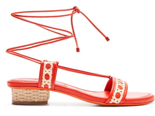 Flat Tiras Palha Vermelho Arara