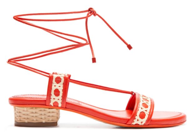 Flat Tiras Palha Vermelho Arara